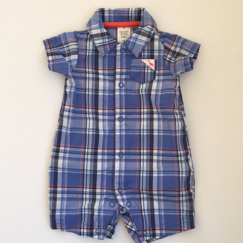 NWOT Carter's Baby Boy Romper plaid - Newborn